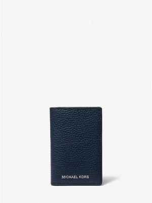 Michael Kors Hudson Leder Bi-fold Card Case Geldbörse Herren Navy | 439067-FCJ